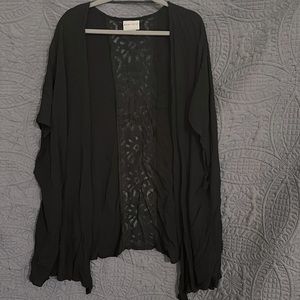 Black gauze like mid length cardigan
